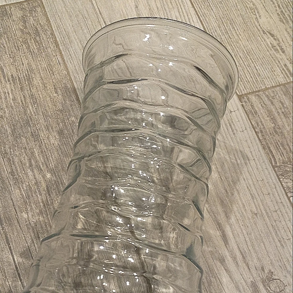 Textured Clear Glass Vase 9.5 Inches Tall